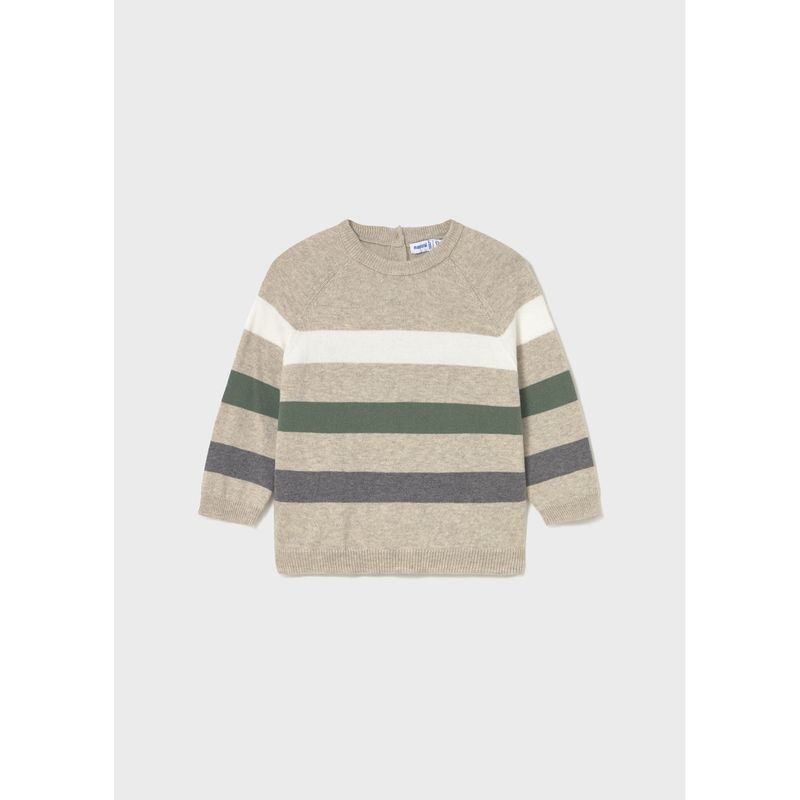 BEIGE SWEATER GREEN GREY STRIPE / 2342-010