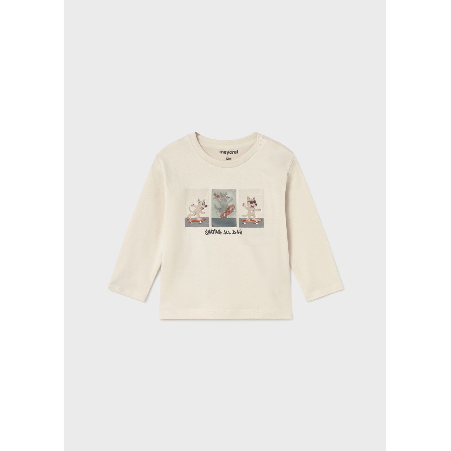 BEIGE T-SHIRT LONG SLEEVE SKATING ALL DAY / 2063-011