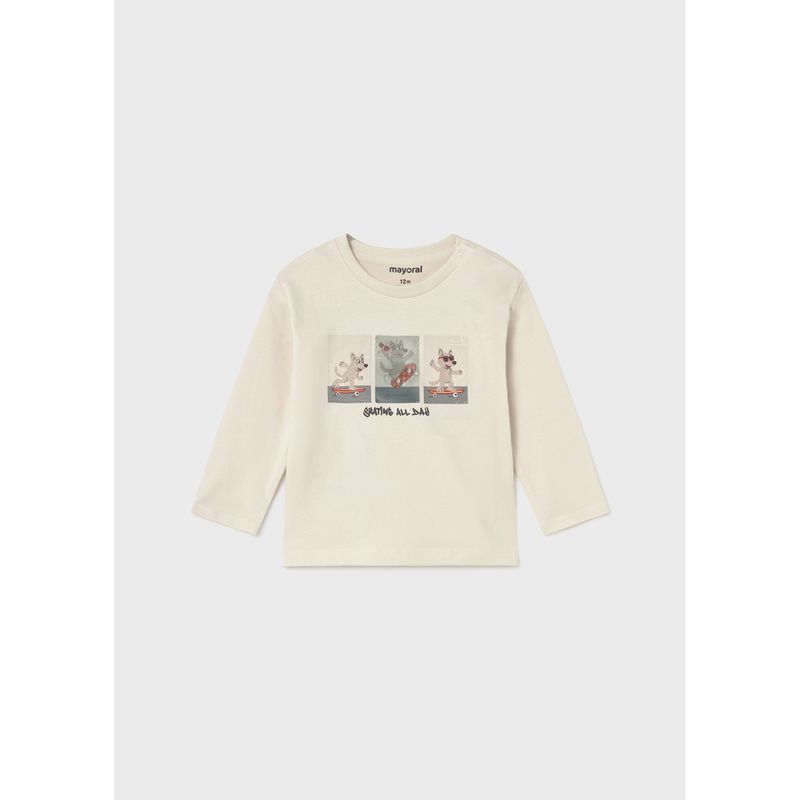BEIGE T-SHIRT LONG SLEEVE SKATING ALL DAY / 2063-011