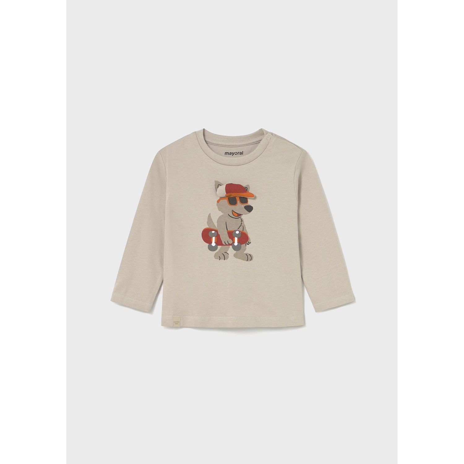 BEIGE T-SHIRT LONG SLEEVE DOG WITH HAT / 2070-066