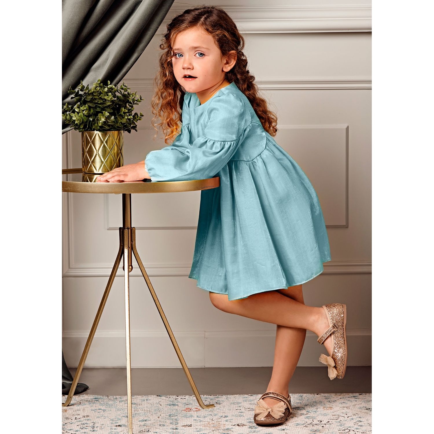 TEAL SATIN DRESS / 5527-094