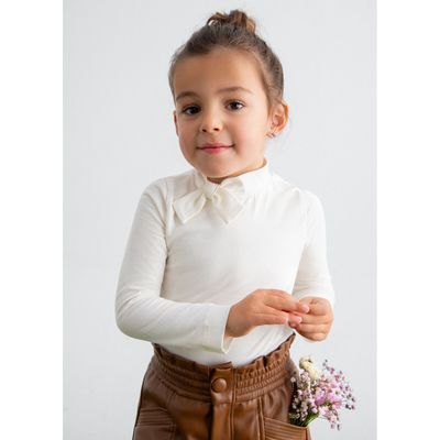 CREAM SHIRT TURTLENECK BOW / 5607-059