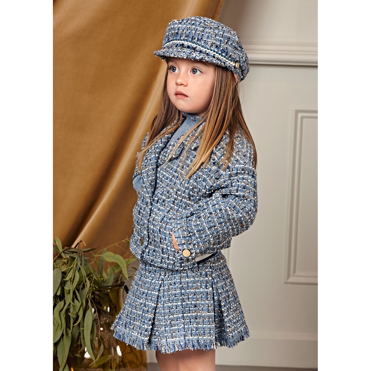 BLUE TWEED SKIRT / 5520-004