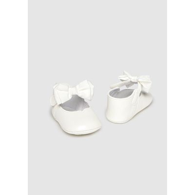 IVORY MARYJANE SHOE FABRIC BOW / 9961-088