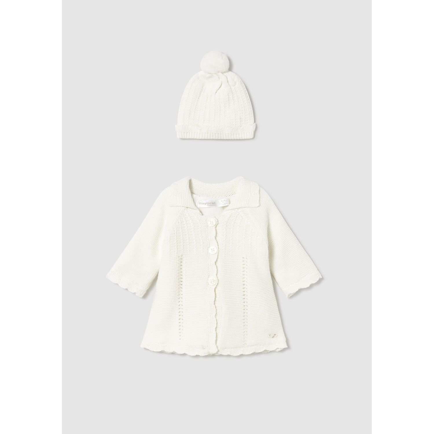 2PC IVORY KNIT COAT & HAT SET / 2412-020