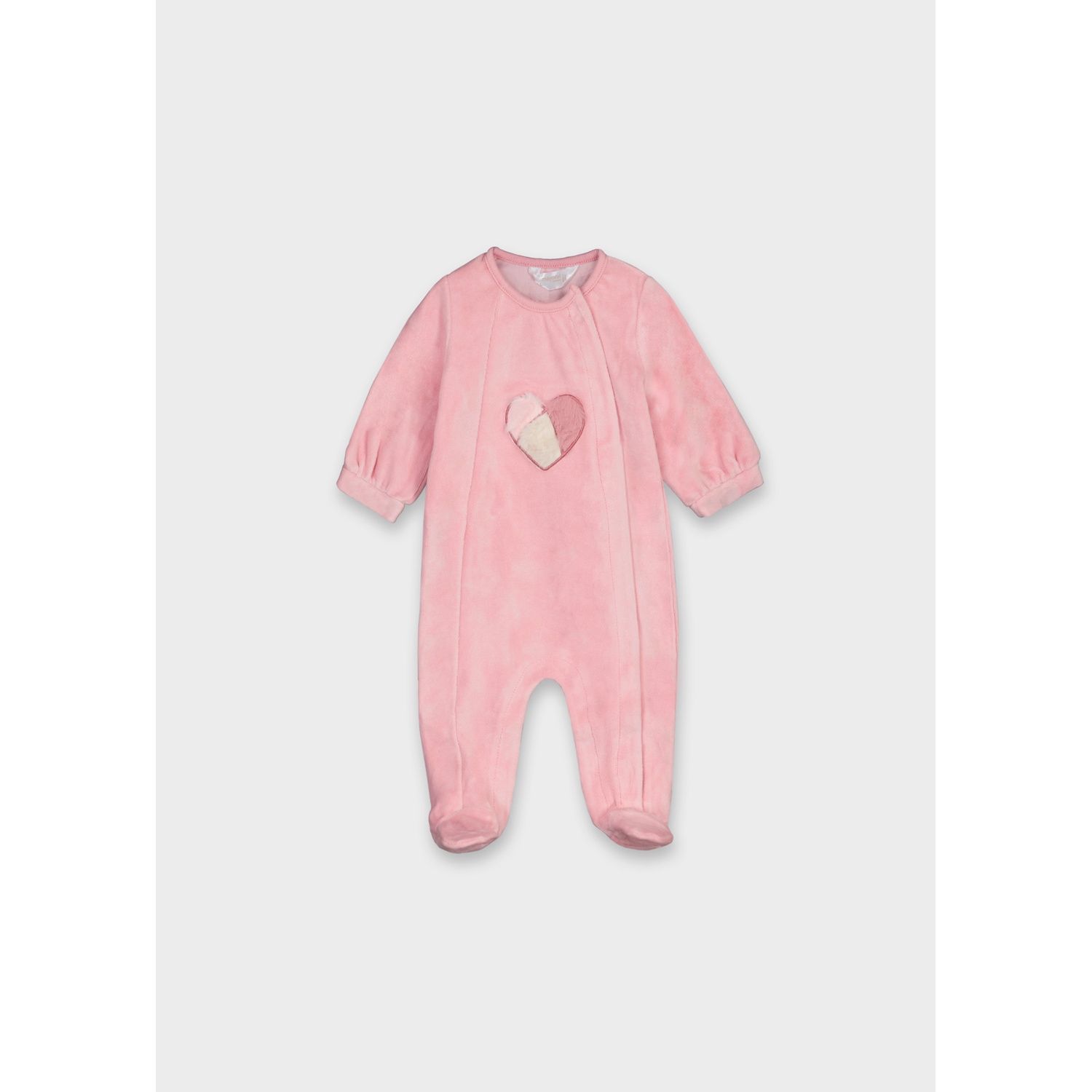 PINK ORCHID VELOUR ONESIE TRICOLOR HEART / 2704-068