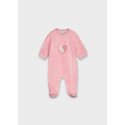PINK ORCHID VELOUR ONESIE TRICOLOR HEART / 2704-068