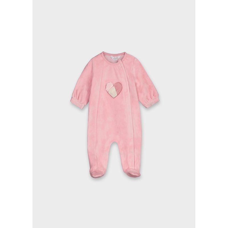 PINK ORCHID VELOUR ONESIE TRICOLOR HEART / 2704-068