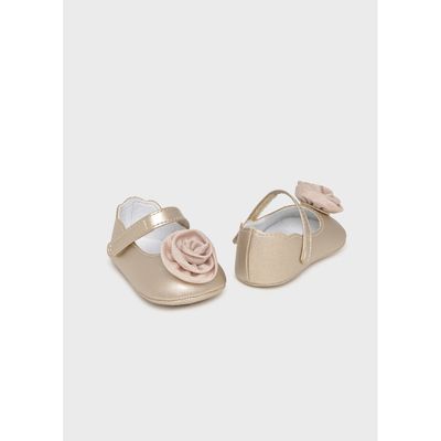 CHAMPAGNE MARYJANE SHOE TULLE ROSE APPLIQUE / 9960-083
