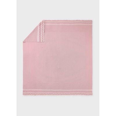 PINK COTTON SHAWL IVORY TRIM / 9940-020