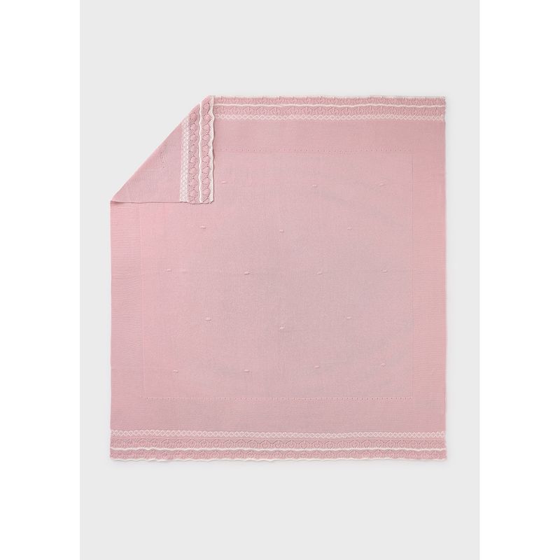 PINK COTTON SHAWL IVORY TRIM / 9940-020