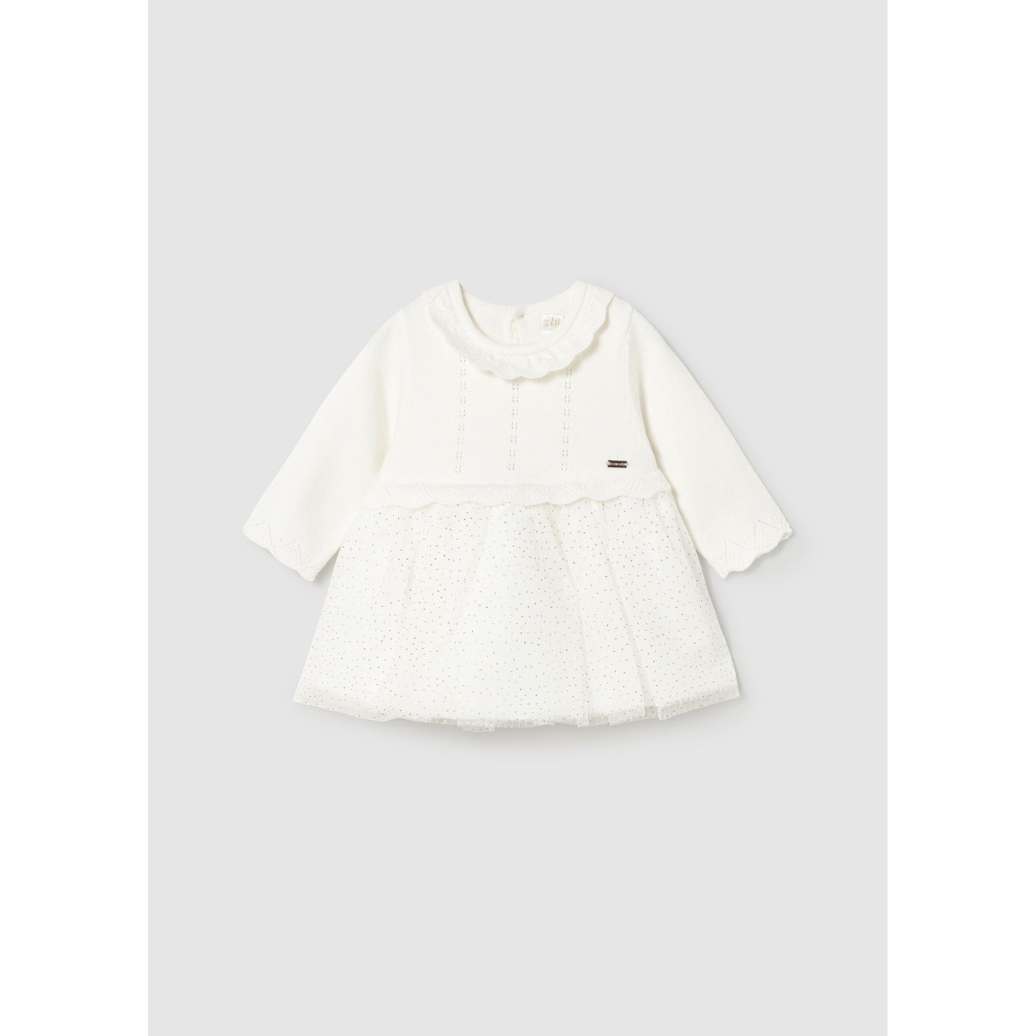 CREAM TRICOT DRESS SHIMMER TULLE / 2815-029