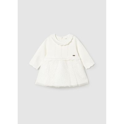CREAM TRICOT DRESS SHIMMER TULLE / 2815-029