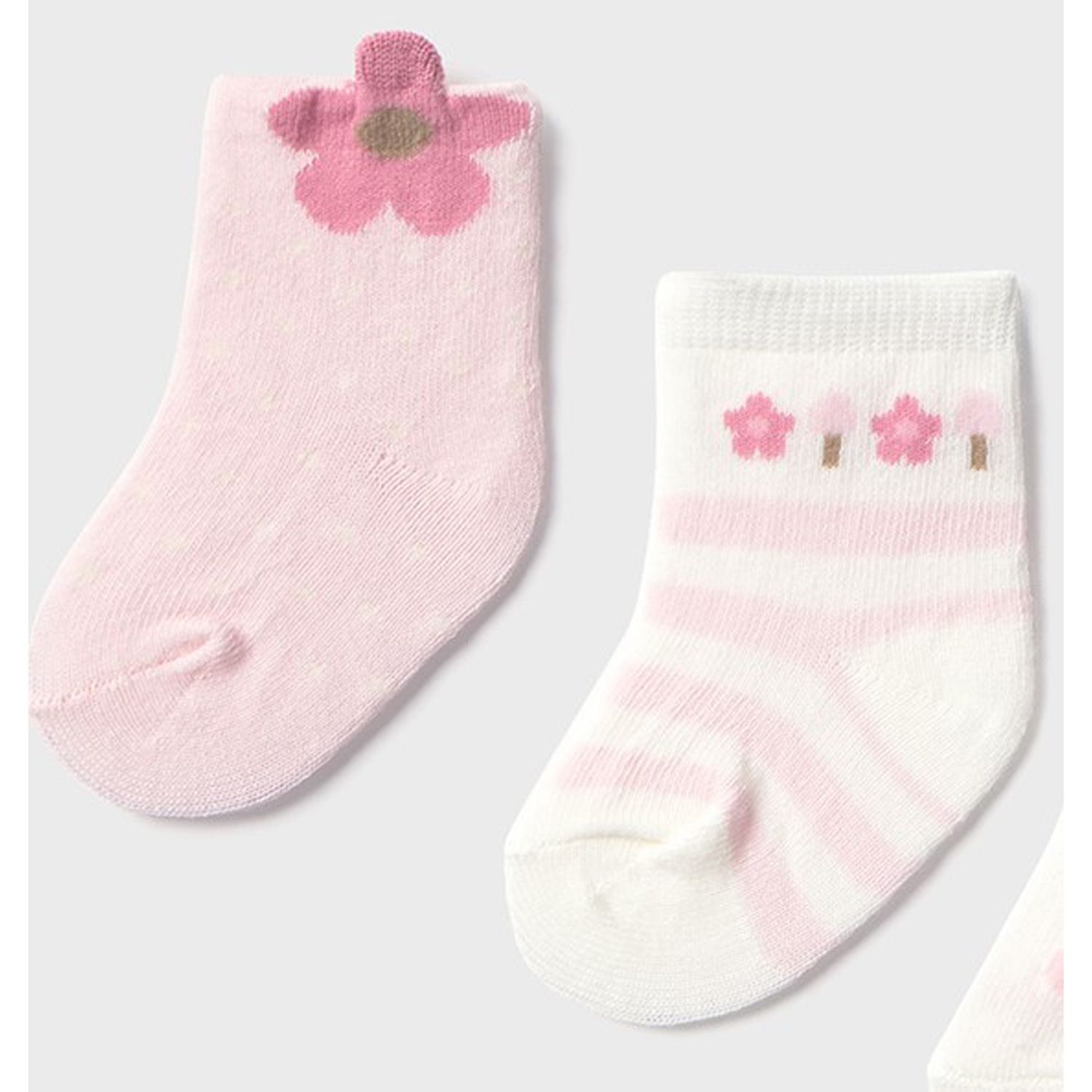 2PC SOCK SET STRIPED & PINK FLOWER / 9921-068