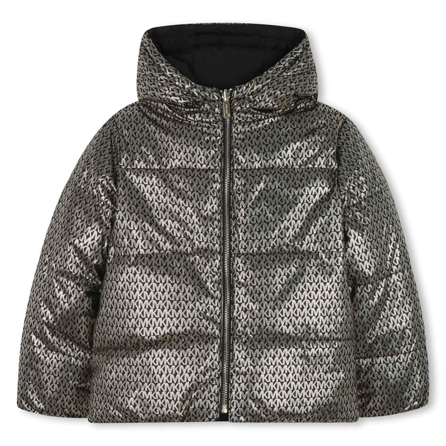 BLACK REVERSIBLE PUFFER JACKET GOLD MK LOGO / R30456-M15