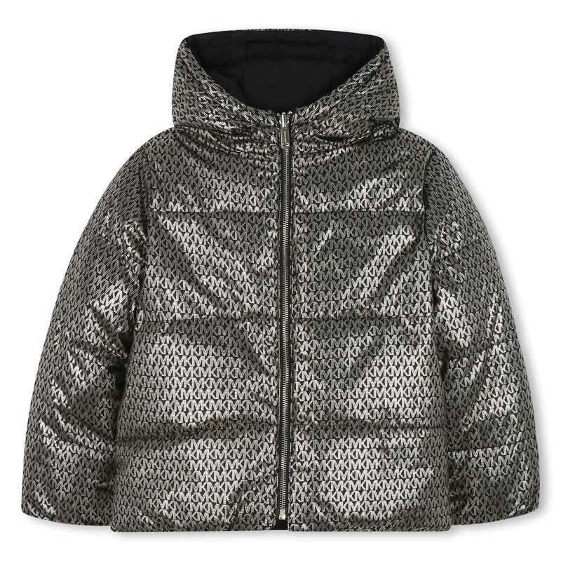 BLACK REVERSIBLE PUFFER JACKET GOLD MK LOGO / R30456-M15