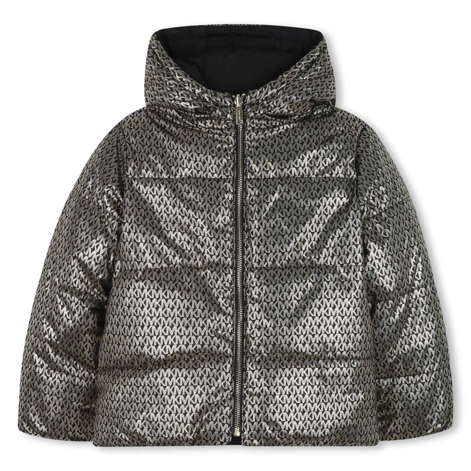 BLACK REVERSIBLE PUFFER JACKET GOLD MK LOGO / R30456-M15