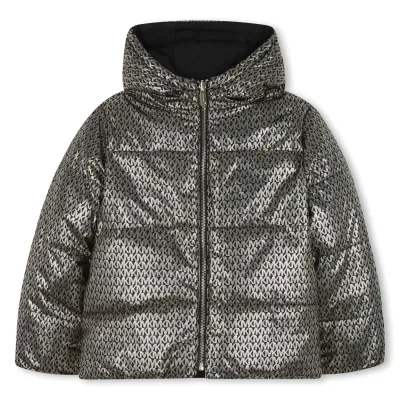 BLACK REVERSIBLE PUFFER JACKET GOLD MK LOGO / R30456-M15