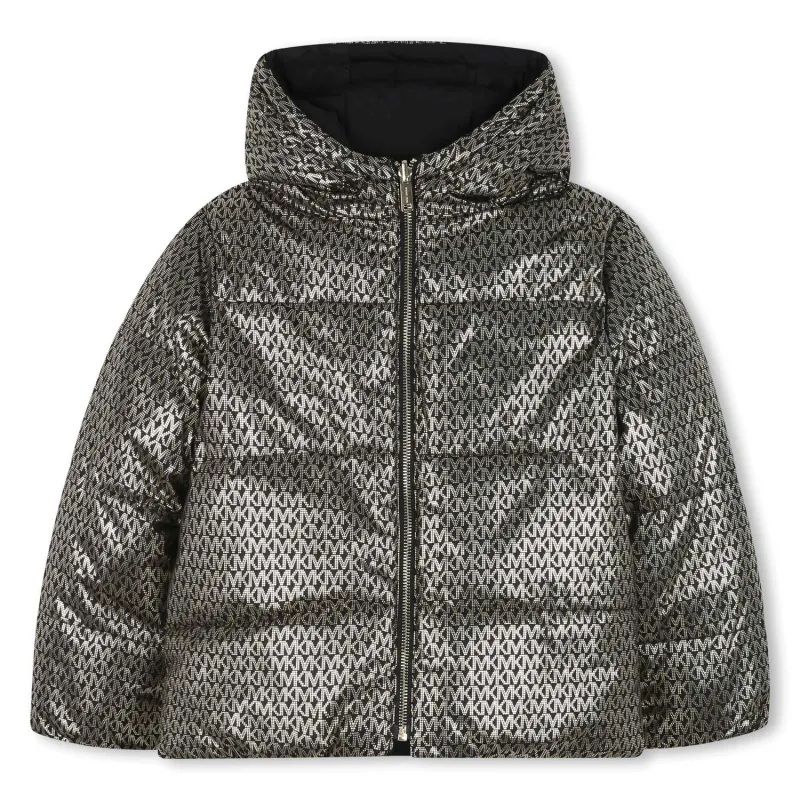 BLACK REVERSIBLE PUFFER JACKET GOLD MK LOGO / R30456-M15