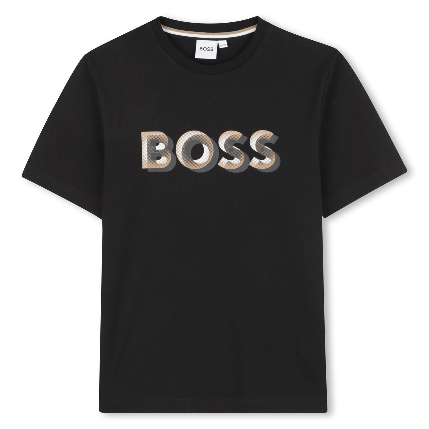 BLACK T-SHIRT BROWN BOSS LOGO / J52360-09B