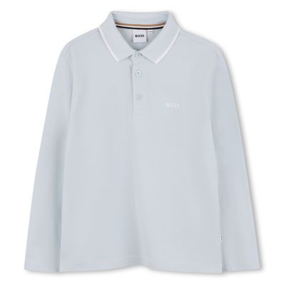 PALE BLUE LONG SLEEVE POLO SHIRT / J52330-791