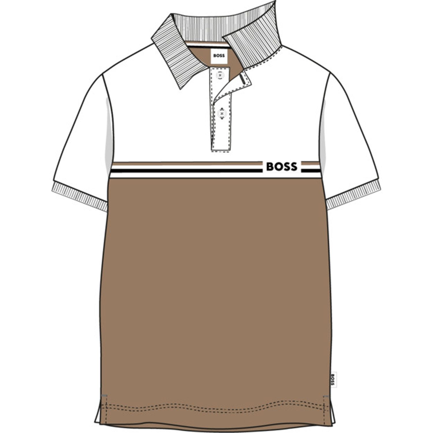 WHITE & BROWN SHORT SLEEVE POLO SHIRT / J52339-269