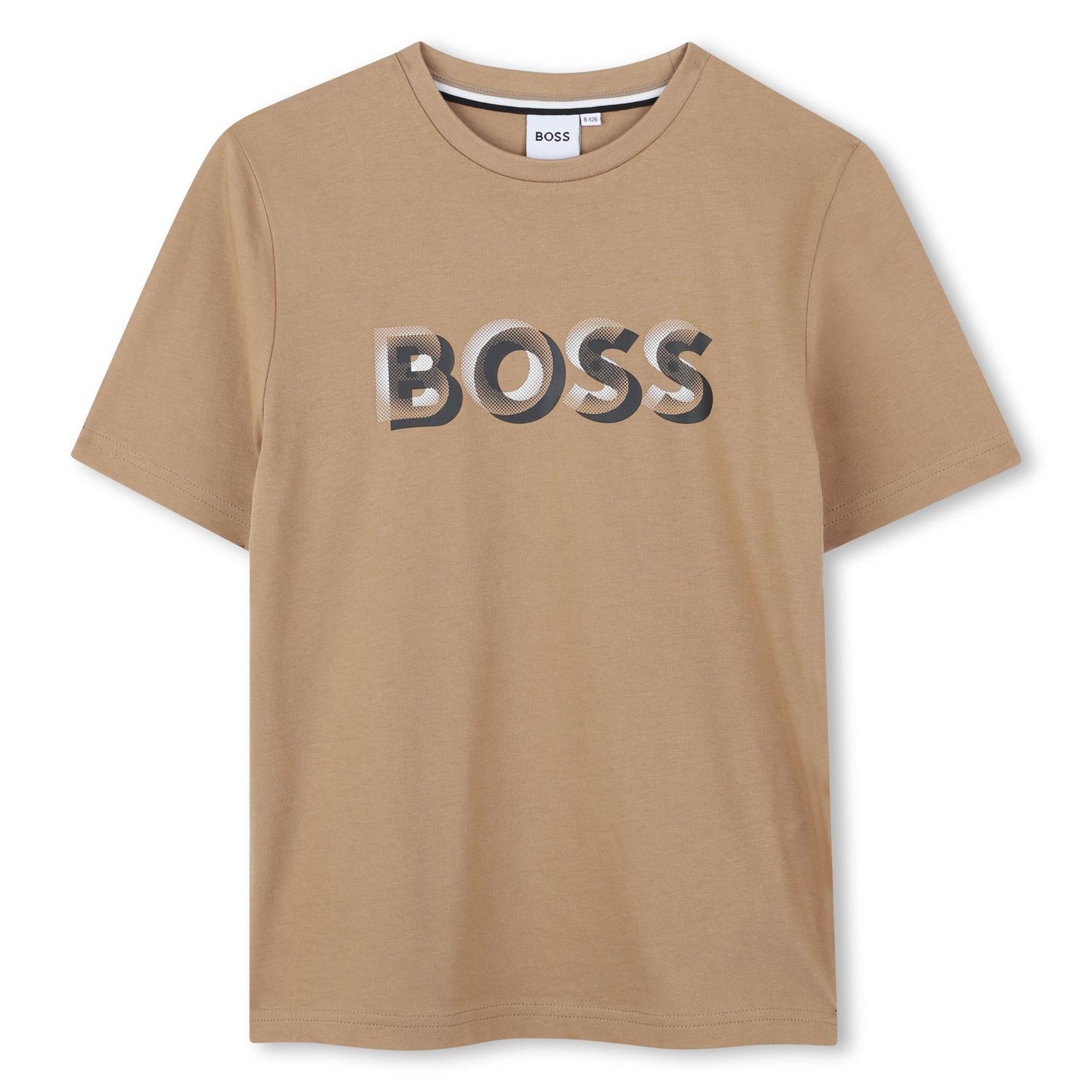 BROWN T-SHIRT BLACK BOSS LOGO / J52360-269