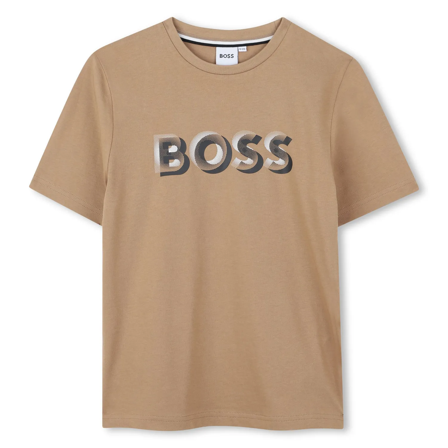 BROWN T-SHIRT BLACK BOSS LOGO / J52360-269