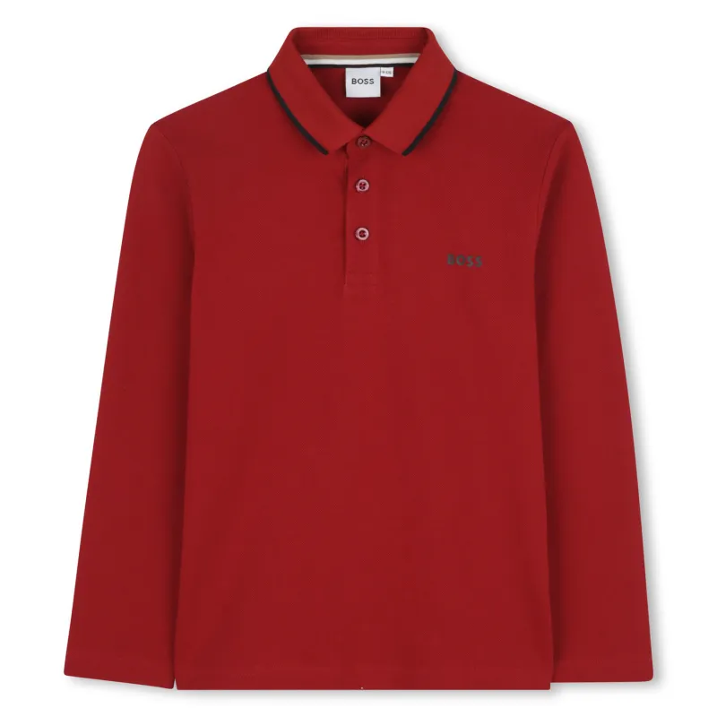 DARK RED LONG SLEEVE POLO SHIRT / J52330-96D