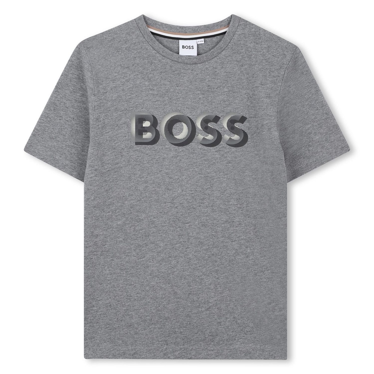 GREY T-SHIRT BLACK BOSS LOGO / J52360-A46