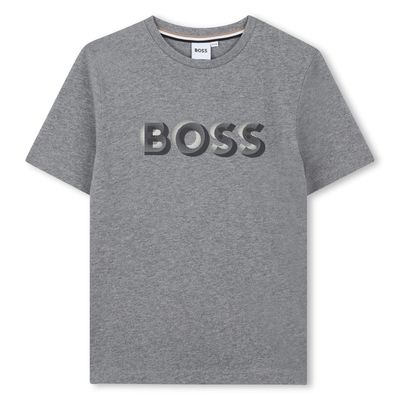 GREY T-SHIRT BLACK BOSS LOGO / J52360-A46