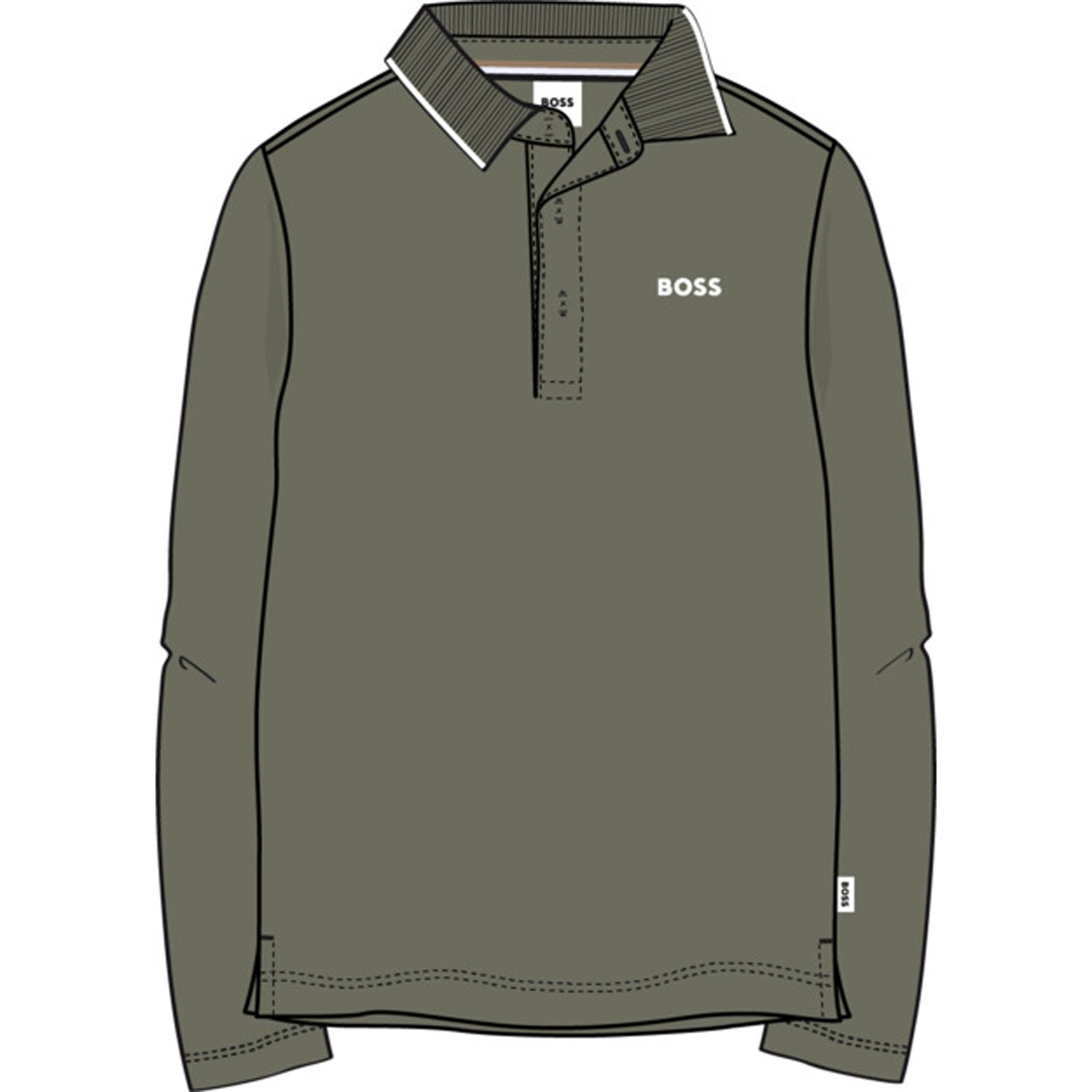 OLIVE GREEN LONG SLEEVE POLO SHIRT / J52330-724
