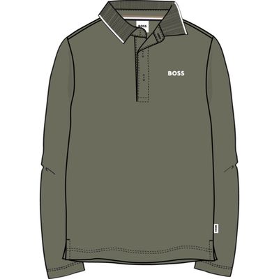 OLIVE GREEN LONG SLEEVE POLO SHIRT / J52330-724