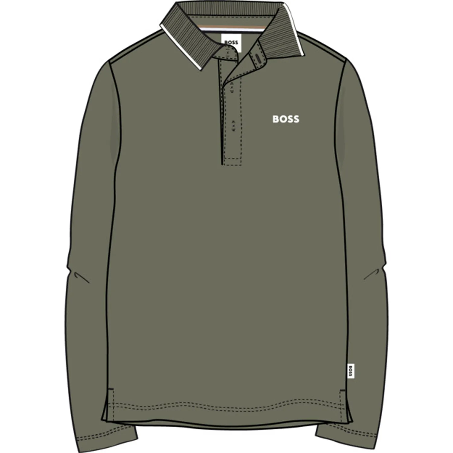 OLIVE GREEN LONG SLEEVE POLO SHIRT / J52330-724