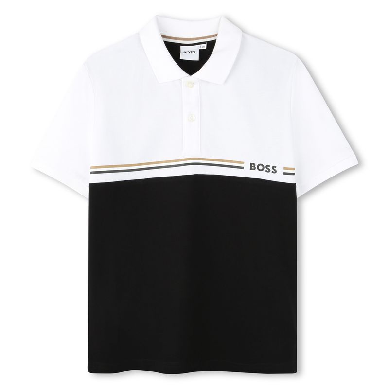 WHITE & BLACK SHORT SLEEVE POLO SHIRT / J52339-09B