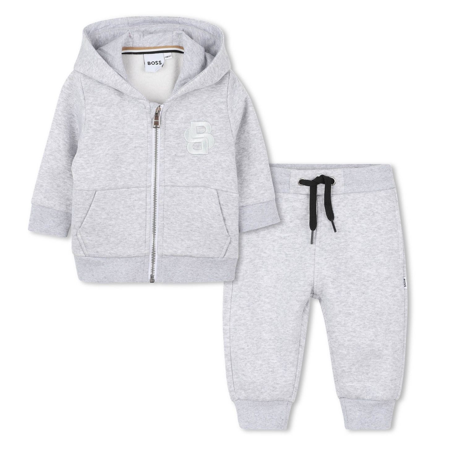 2PC LIGHT GREY TRACKSUIT SET ZIP CLOSURE / J52479-A32