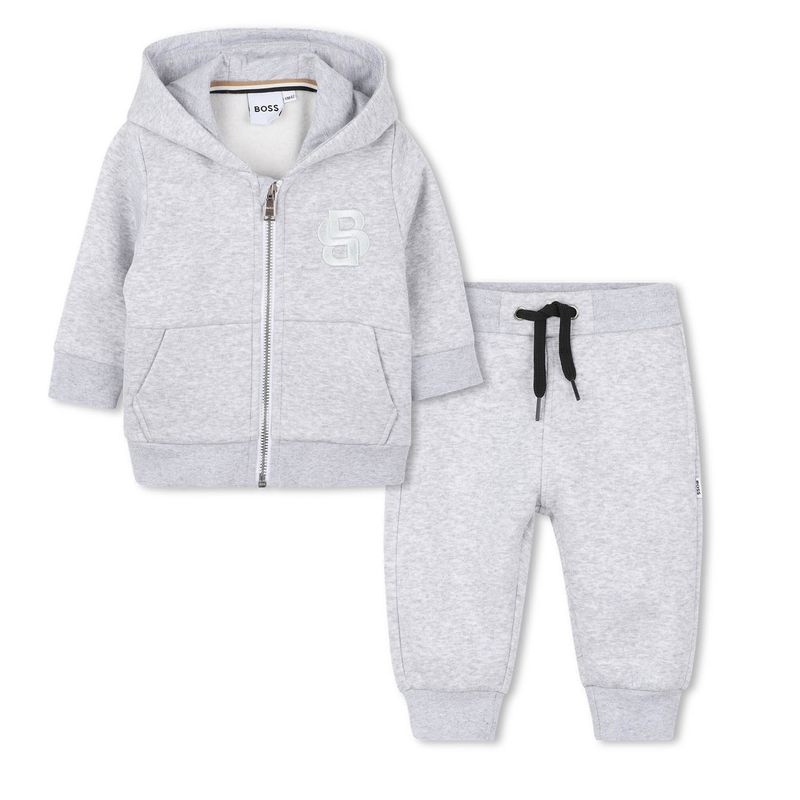 2PC LIGHT GREY TRACKSUIT SET ZIP CLOSURE / J52479-A32