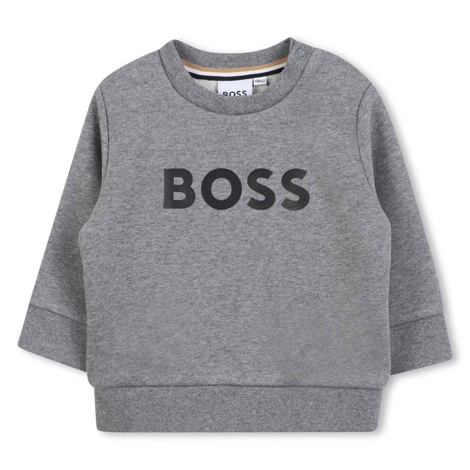 GREY SWEATER BLACK BOSS LOGO / J52458-A46