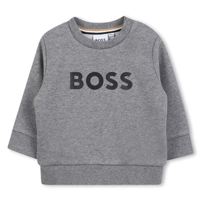 GREY SWEATER BLACK BOSS LOGO / J52458-A46