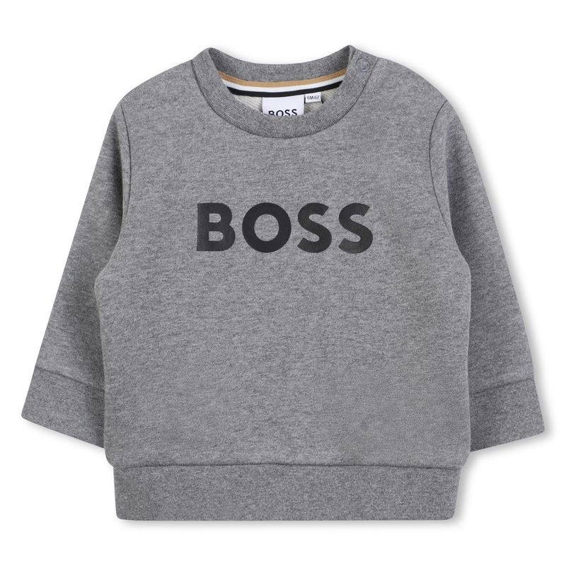 GREY SWEATER BLACK BOSS LOGO / J52458-A46