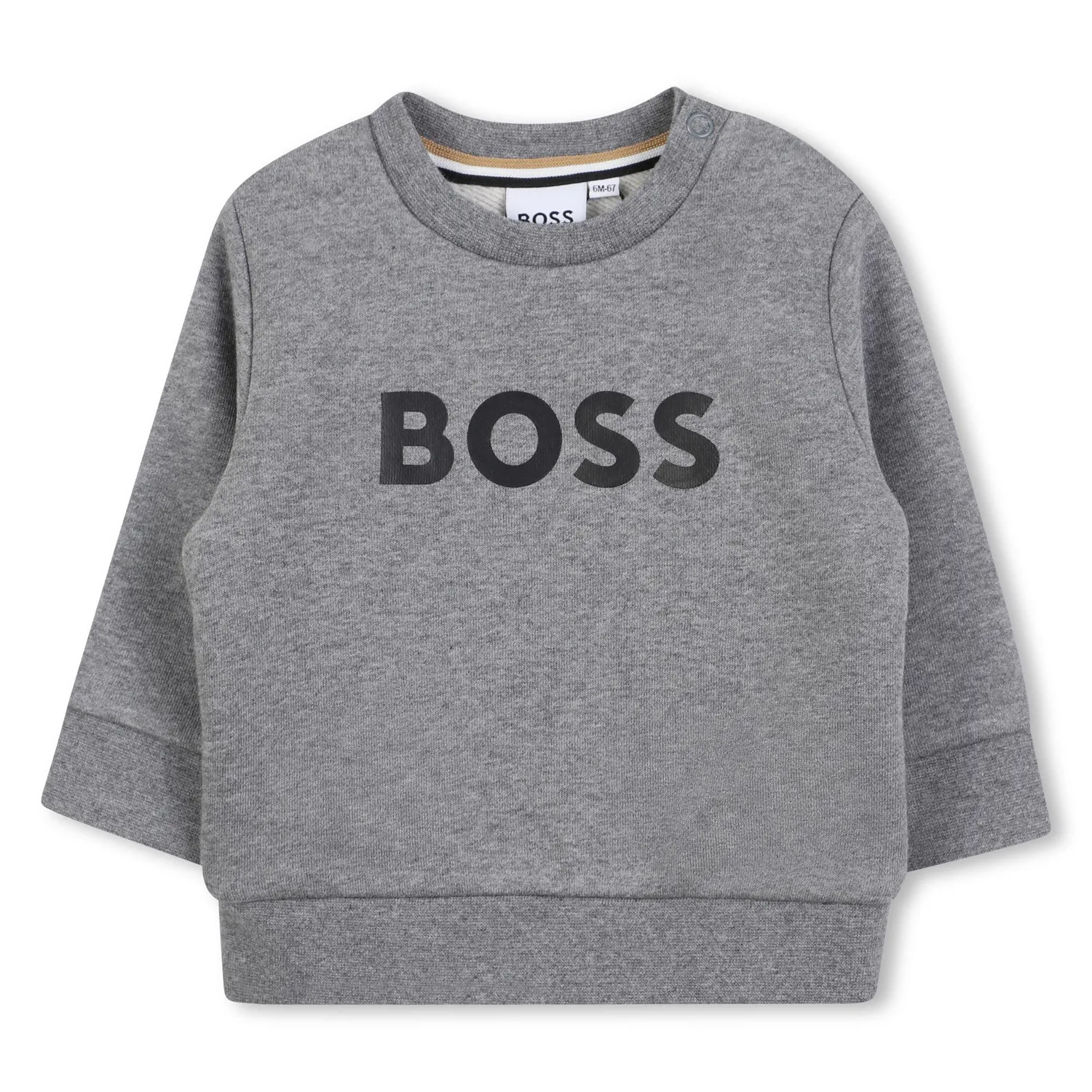 GREY SWEATER BLACK BOSS LOGO / J52458-A46
