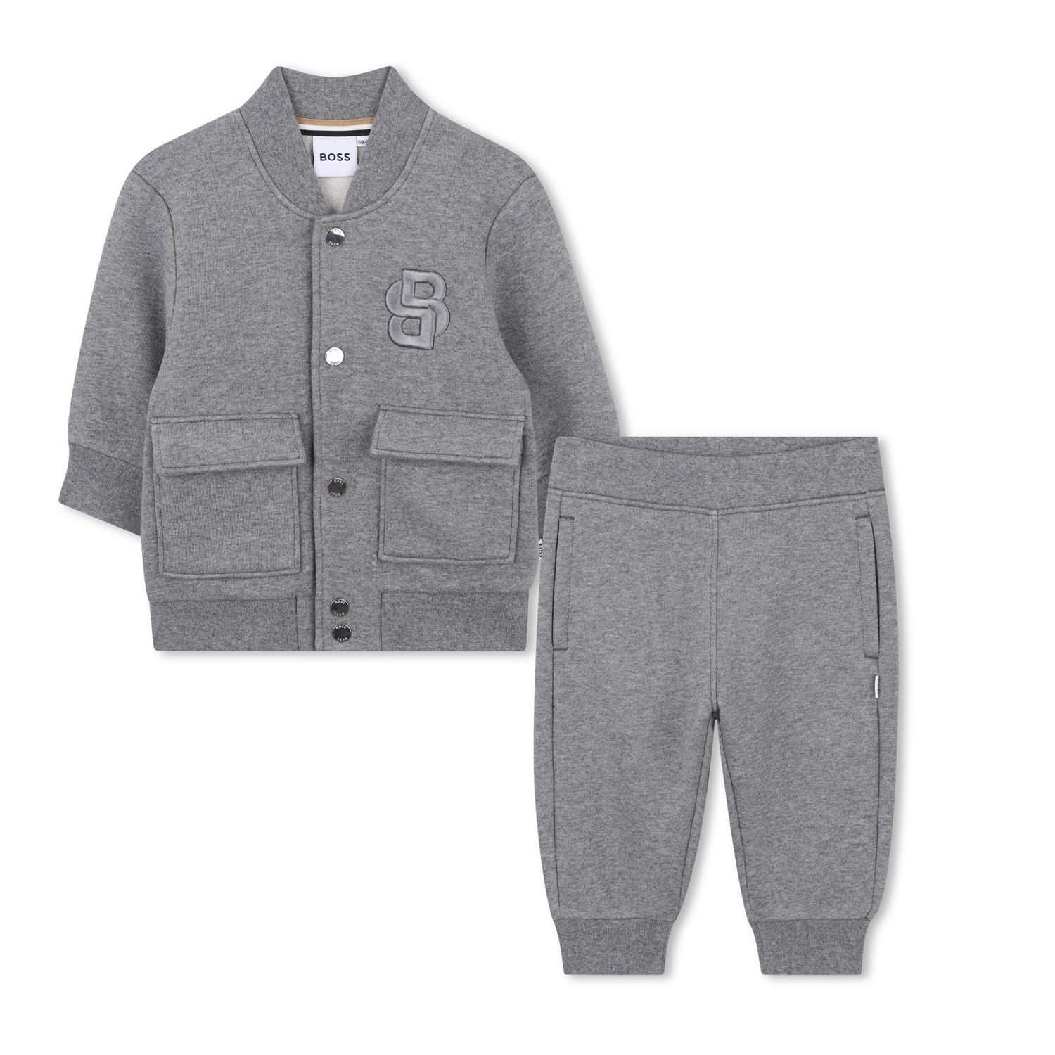 2PC GREY TRACKSUIT SET BUTTON CLOSURE / J52482-A46