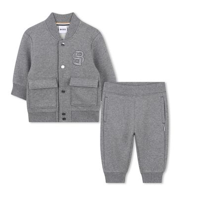 2PC GREY TRACKSUIT SET BUTTON CLOSURE / J52482-A46