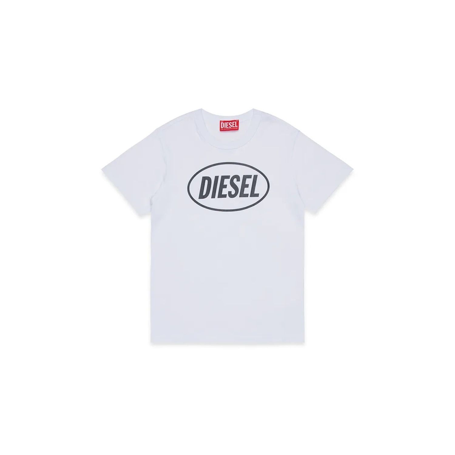 WHITE T-SHIRT BLACK DIESEL VINYL LOGO / J02464-K100