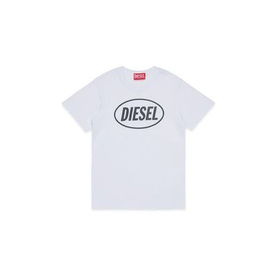 WHITE T-SHIRT BLACK DIESEL VINYL LOGO / J02464-K100