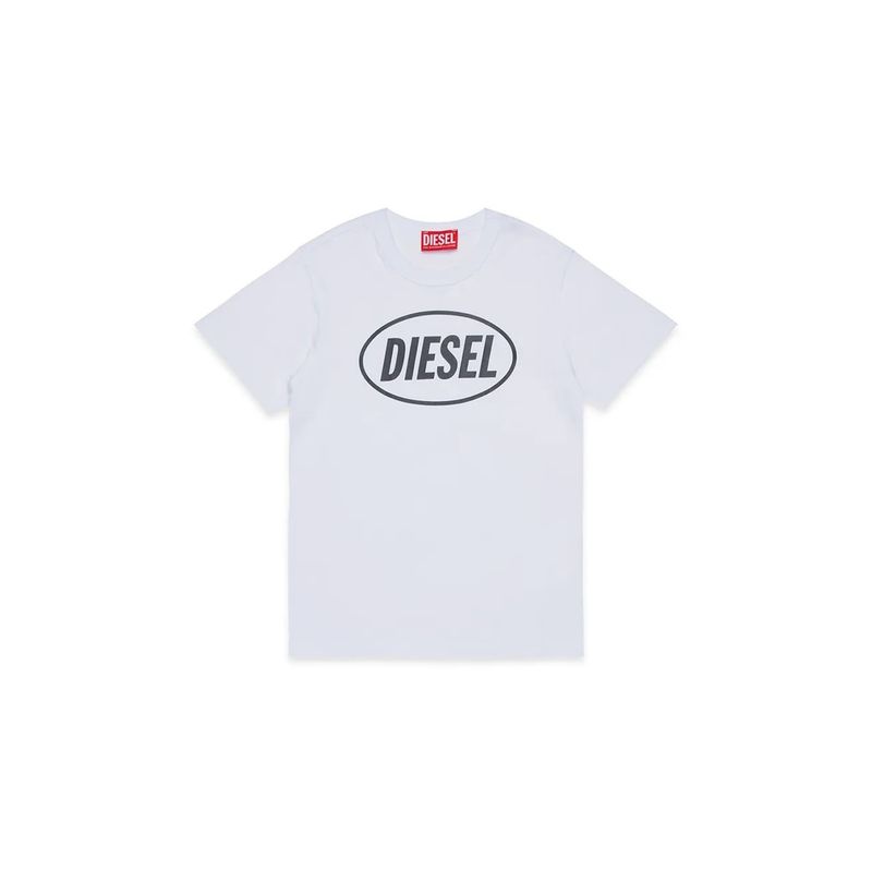 WHITE T-SHIRT BLACK DIESEL VINYL LOGO / J02464-K100