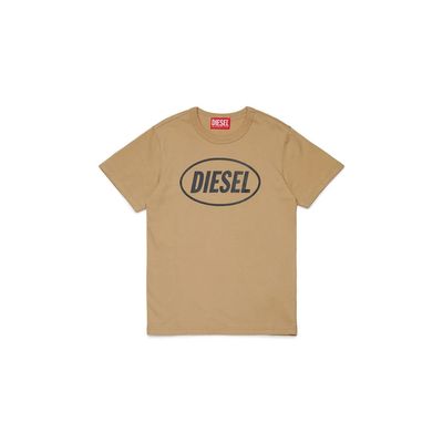 BROWN T-SHIRT BLACK DIESEL VINYL LOGO / J02464-K726