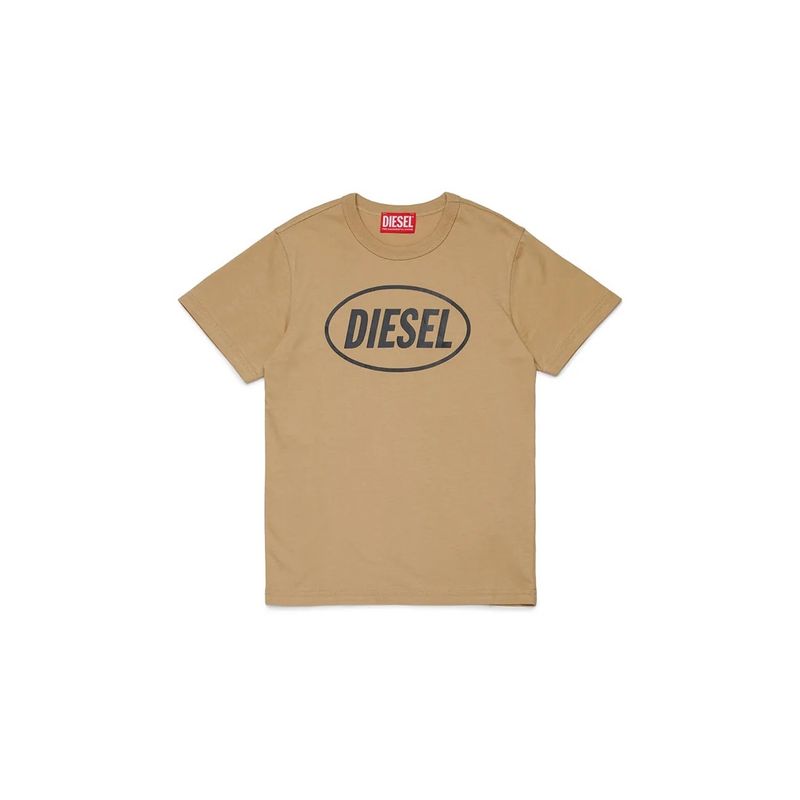 BROWN T-SHIRT BLACK DIESEL VINYL LOGO / J02464-K726