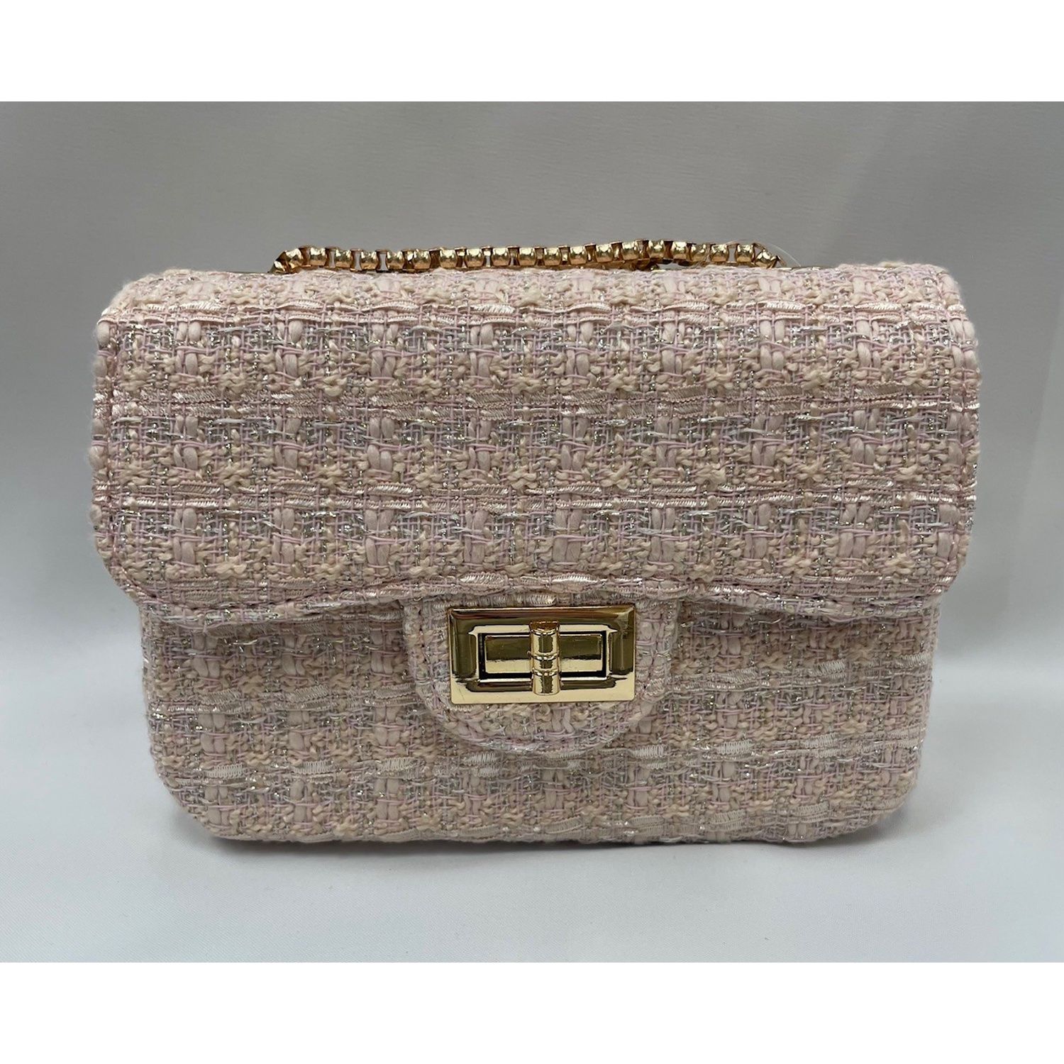 FLESH PINK TWEED PURSE CROSSBODY POCKET / 28959