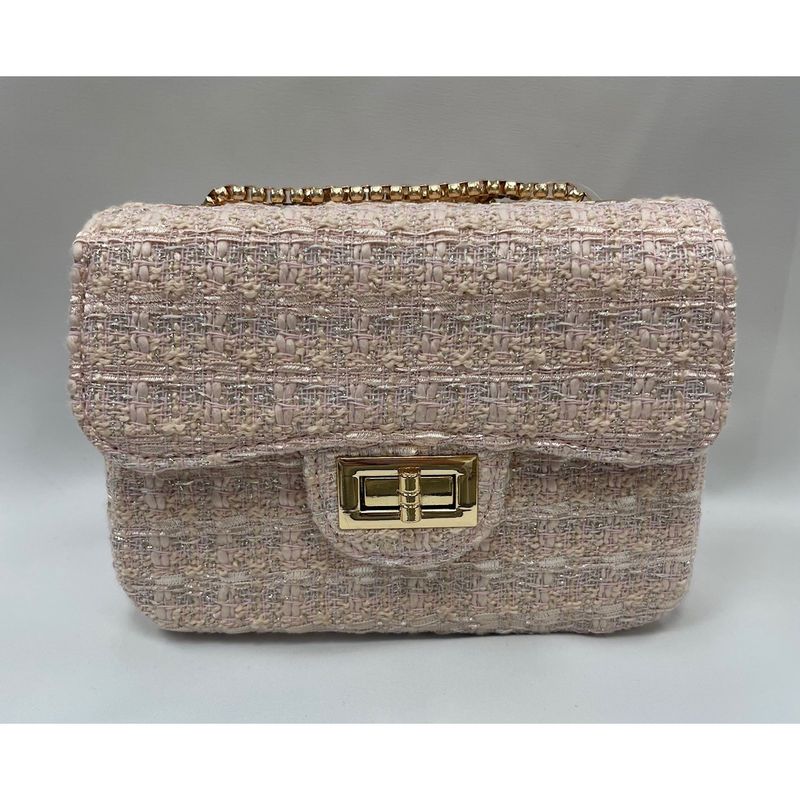 FLESH PINK TWEED PURSE CROSSBODY POCKET / 28959